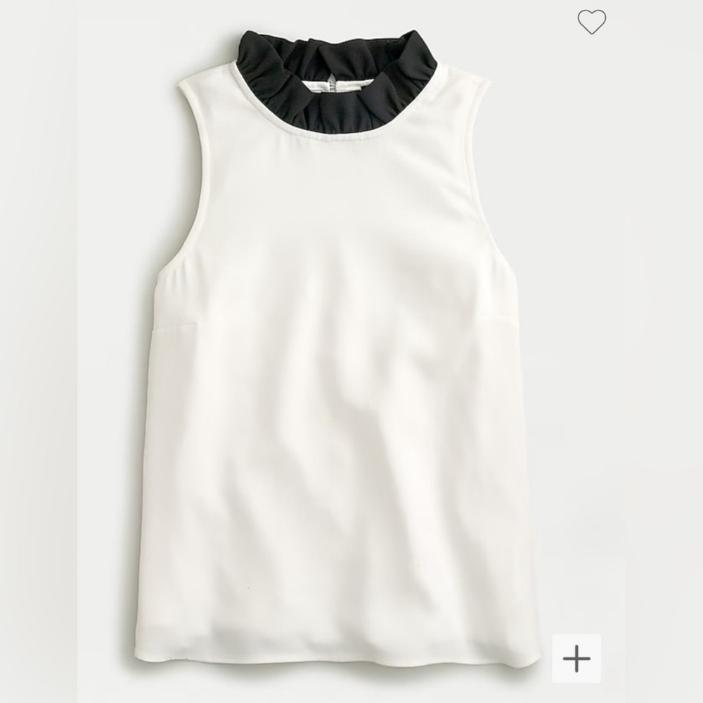 Sleeveless White and Black Ruffle Top